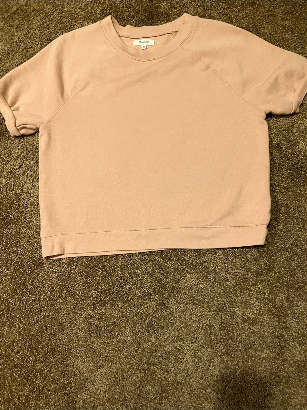 MADEWELL. Size XS. Peach colored short sleeve sweatshirt. Would fit a Small. EUC - Picture 5 of 7